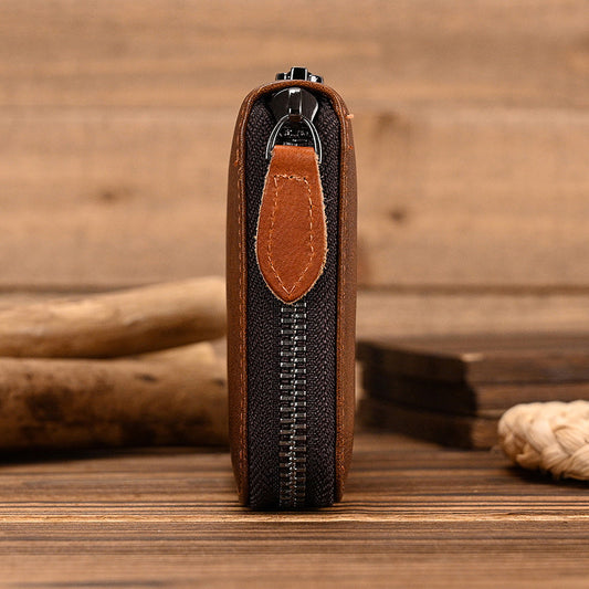 Men's Tanned Leather Retro Long Hand-rub Color Men's Wallets