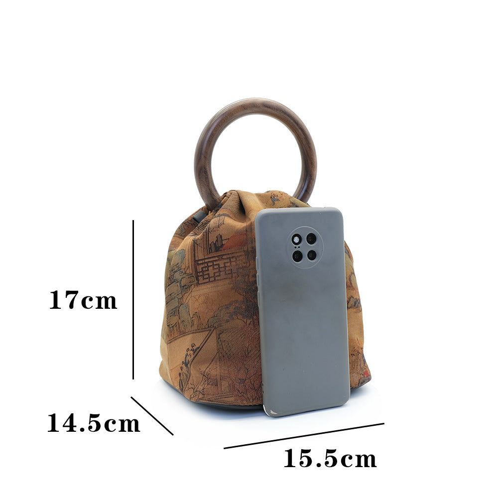 Yarn Wooden Chinese Style Hand Carrying Crossbody Bags