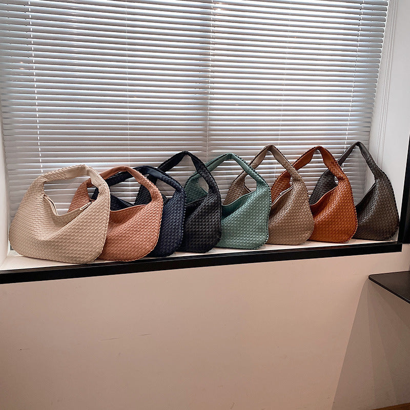 Women's Textured Woven Versatile Niche Trend Commuter Shoulder Bags