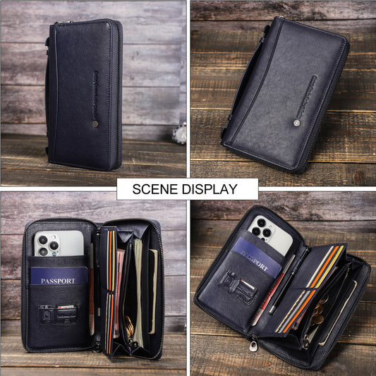Men's Layer Cowhide Large Capacity Zipper Leather Men's Wallets