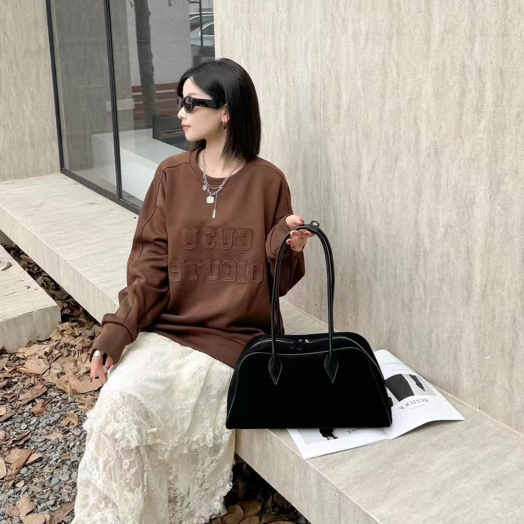 Women's High-grade Suede Large Capacity Boston Underarm Fashionable Bags