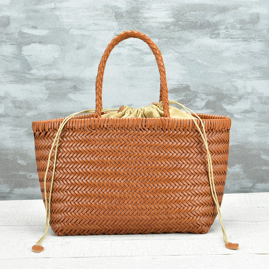 Women's Woven Genuine Leather French Style Vegetable Bags