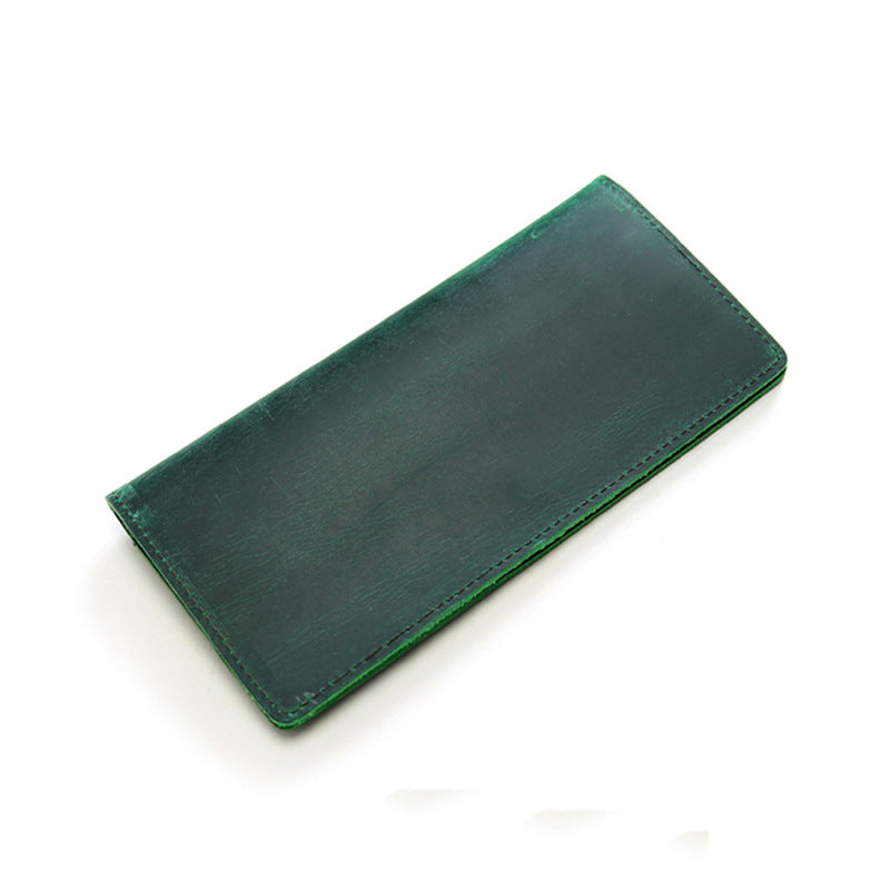 Men's Retro Leather Long First Layer Cowhide Simple Crazy Horse Men's Wallets