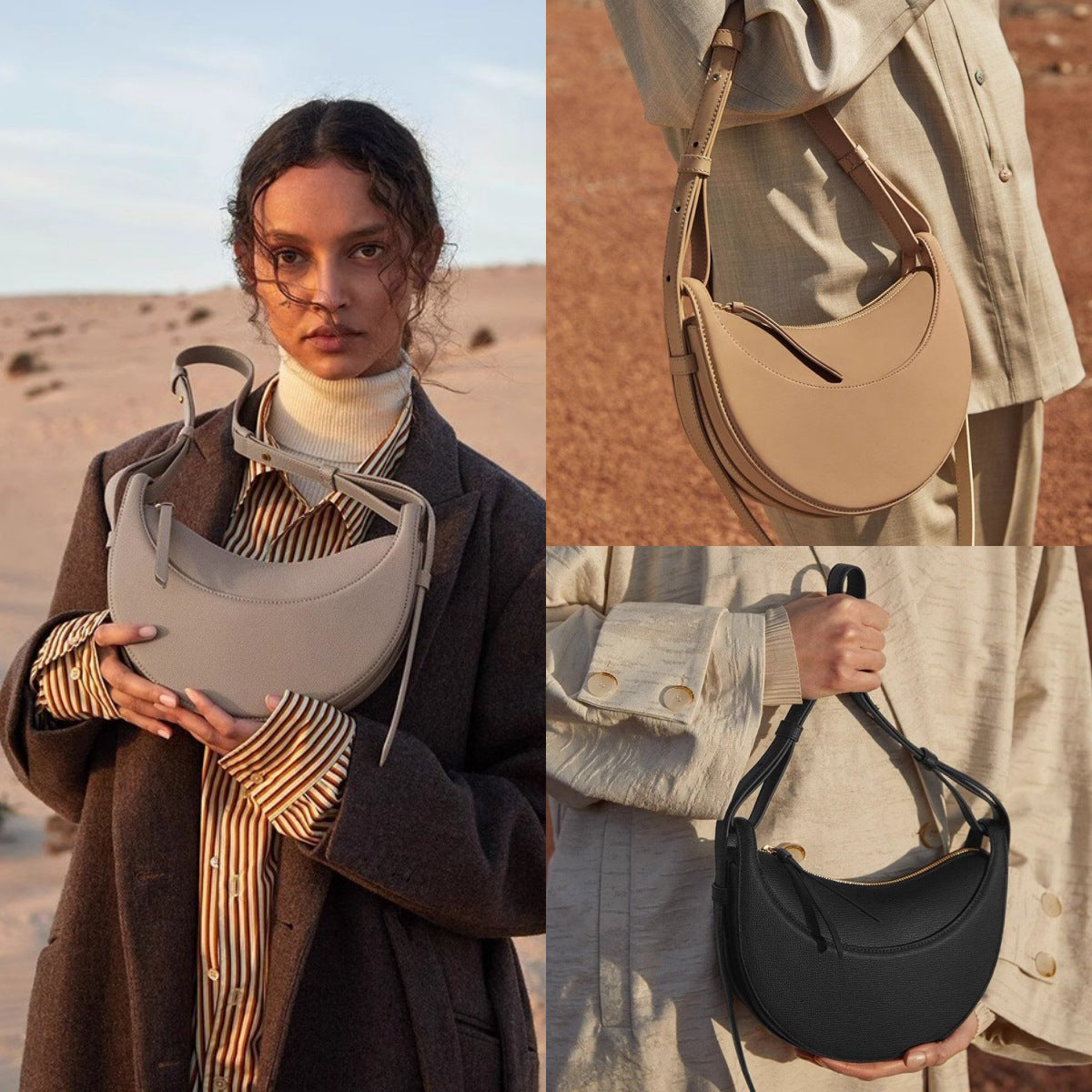 Women's Design Cowhide Texture Selenodont Genuine Leather Shoulder Bags