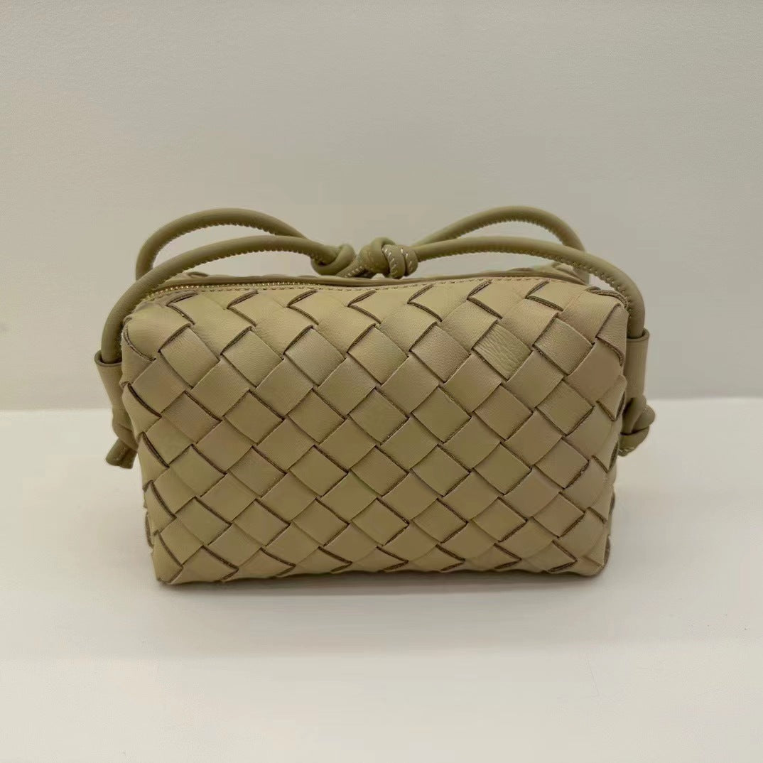 Genuine Leather Woven Candy Color Box Crossbody Bags