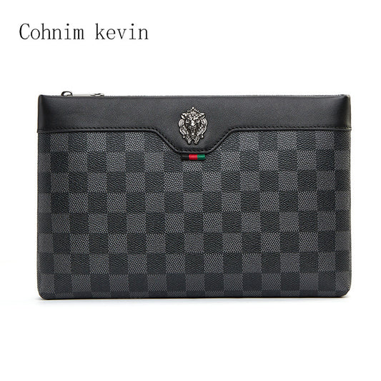 Men's Live Clutch Business Classic Plaid Men's Handbags