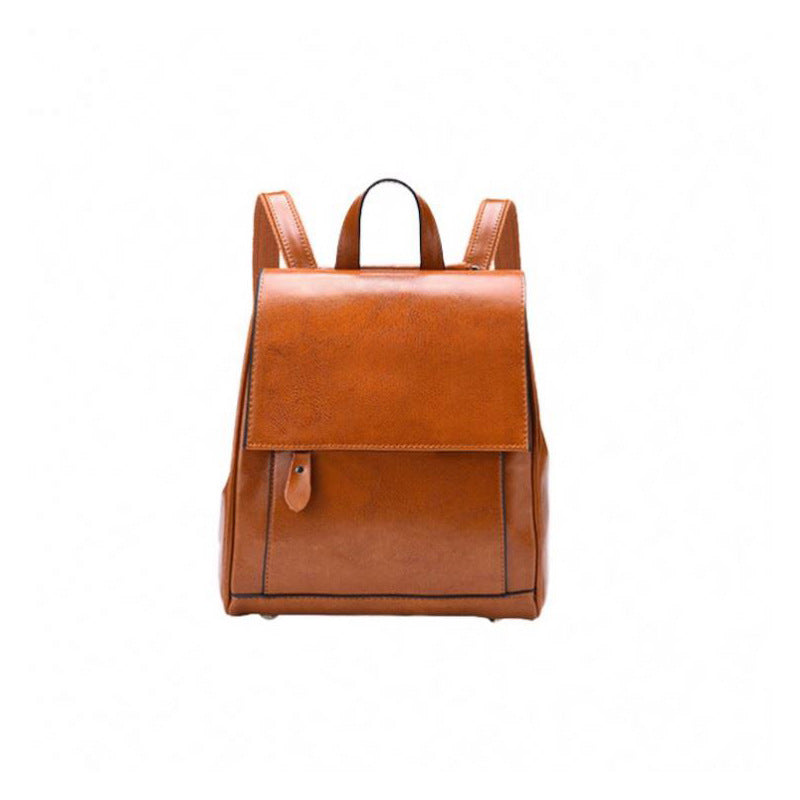 Women's Genuine Leather Fashion Oil Waxed Backpacks