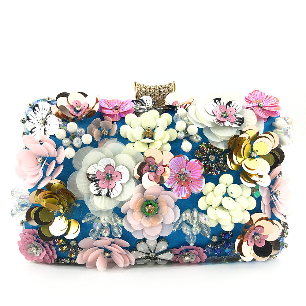 Dinner Female Colored Beads Flower Beaded Evening Bags