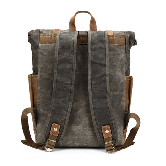 Men's Style Oil Wax Canvas Computer Fashion Backpacks