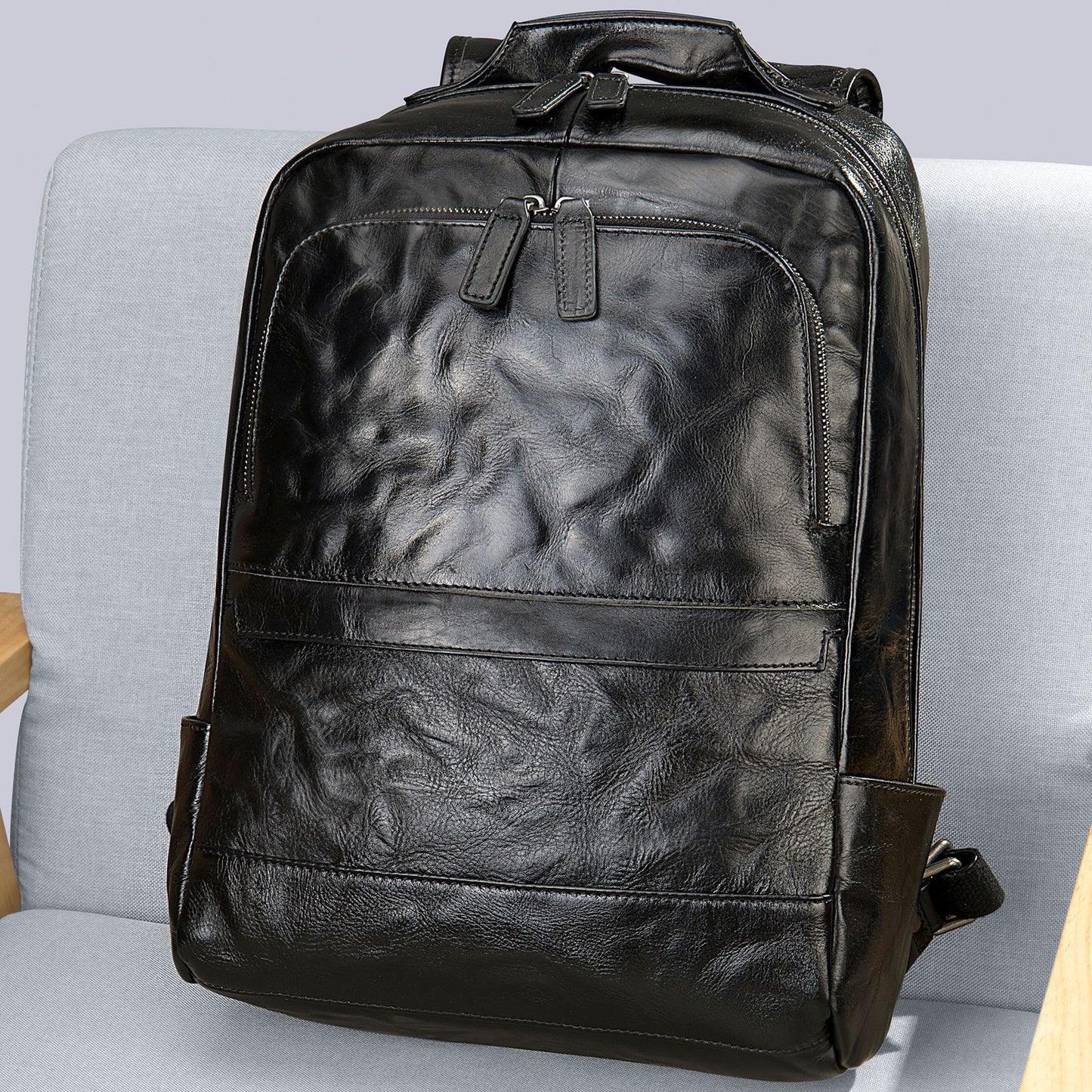 Men's Leather Cowhide Retro Large Capacity Business Backpacks