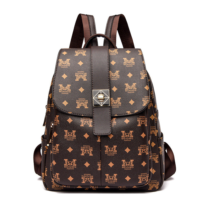 Korean Style Fashion Soft Leather Large Backpacks