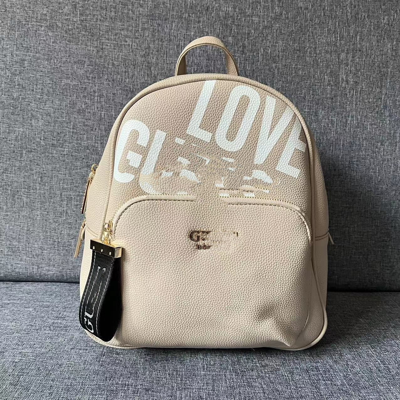 Women's Trendy Simple Solid Color Letter Large Backpacks