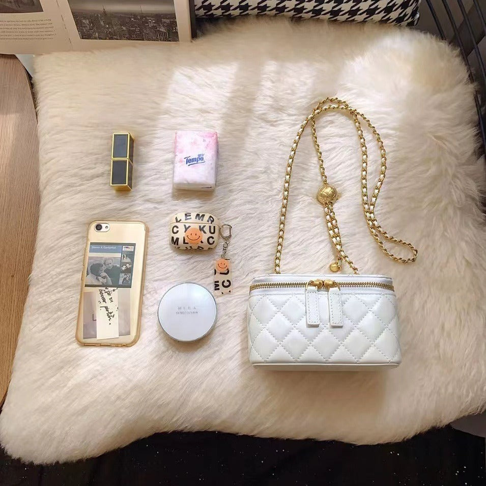 Women's Style Golden Ball Rhombus Chain Genuine Crossbody Bags