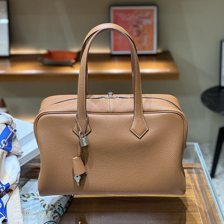 Victoria Layer Cowhide Boston Commuter Lightweight Handbags