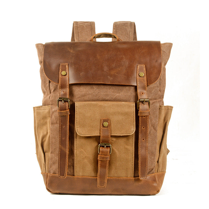 Men's Style Oil Wax Canvas Fashion Large Backpacks