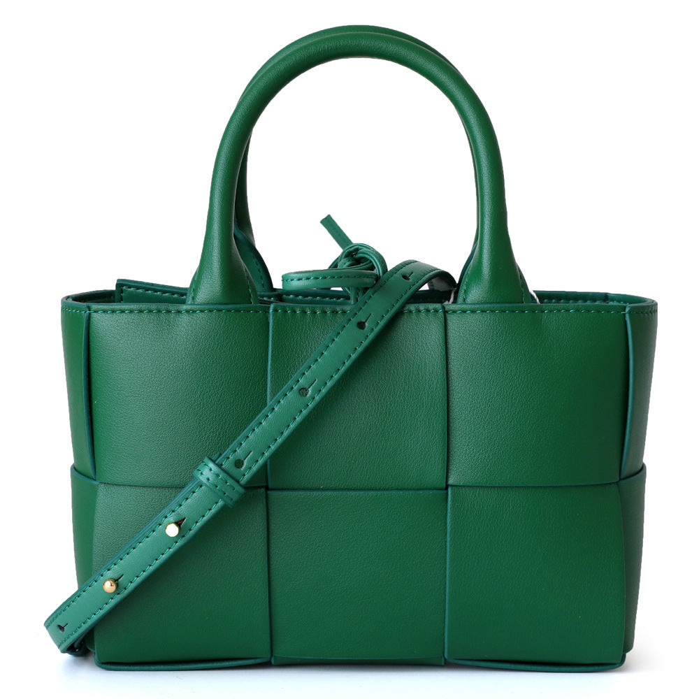 Women's Niche Large Capacity Authentic Leather Weave Simple Handbags