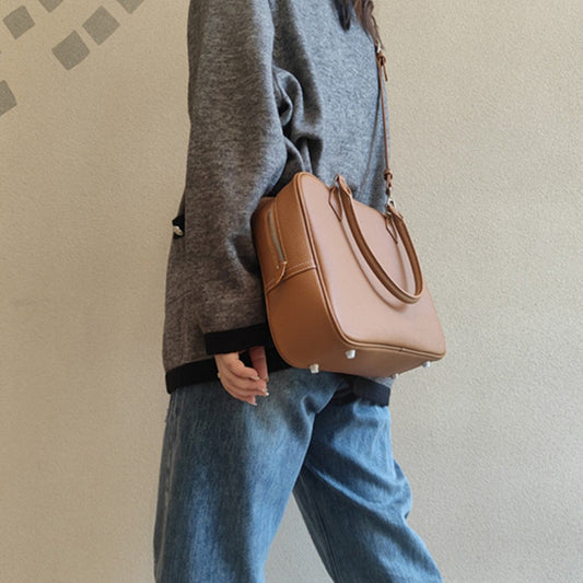 Women's Layer Cowhide Feather Large Capacity One Shoulder Bags