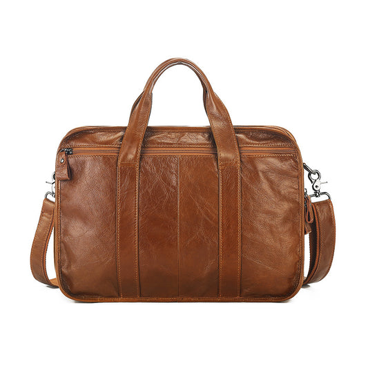 Men's Retro Genuine Leather Business Cowhide Bags