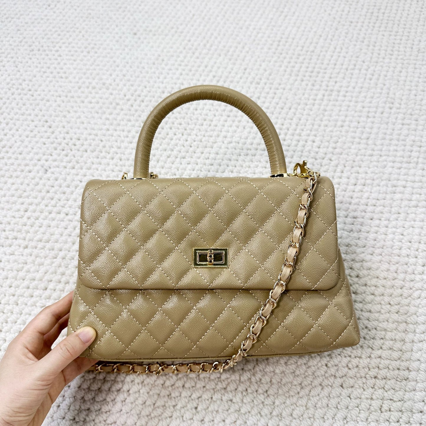 Women's High-grade Genuine Leather Classic Style Caviar Diamond Bags
