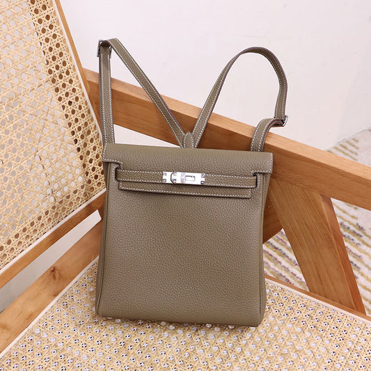 Women's Layer Cowhide Kelly Large Capacity High Backpacks
