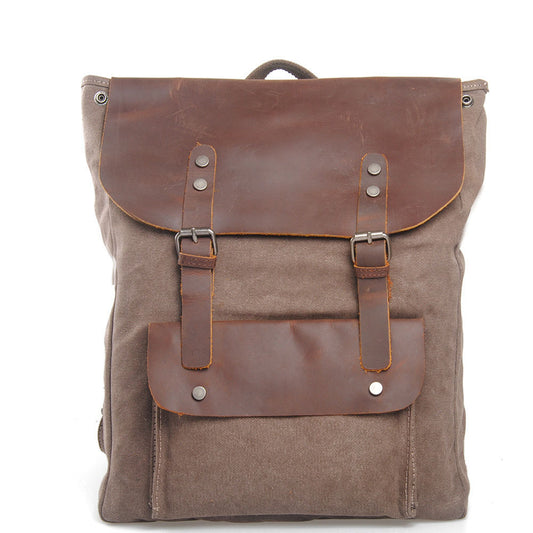 Canvas With Leather Female Fashion College Backpacks
