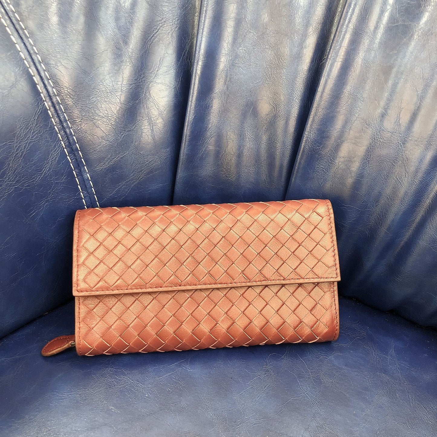 Fashion Long Lady's Sheepskin Woven Clutch Ladies Wallets