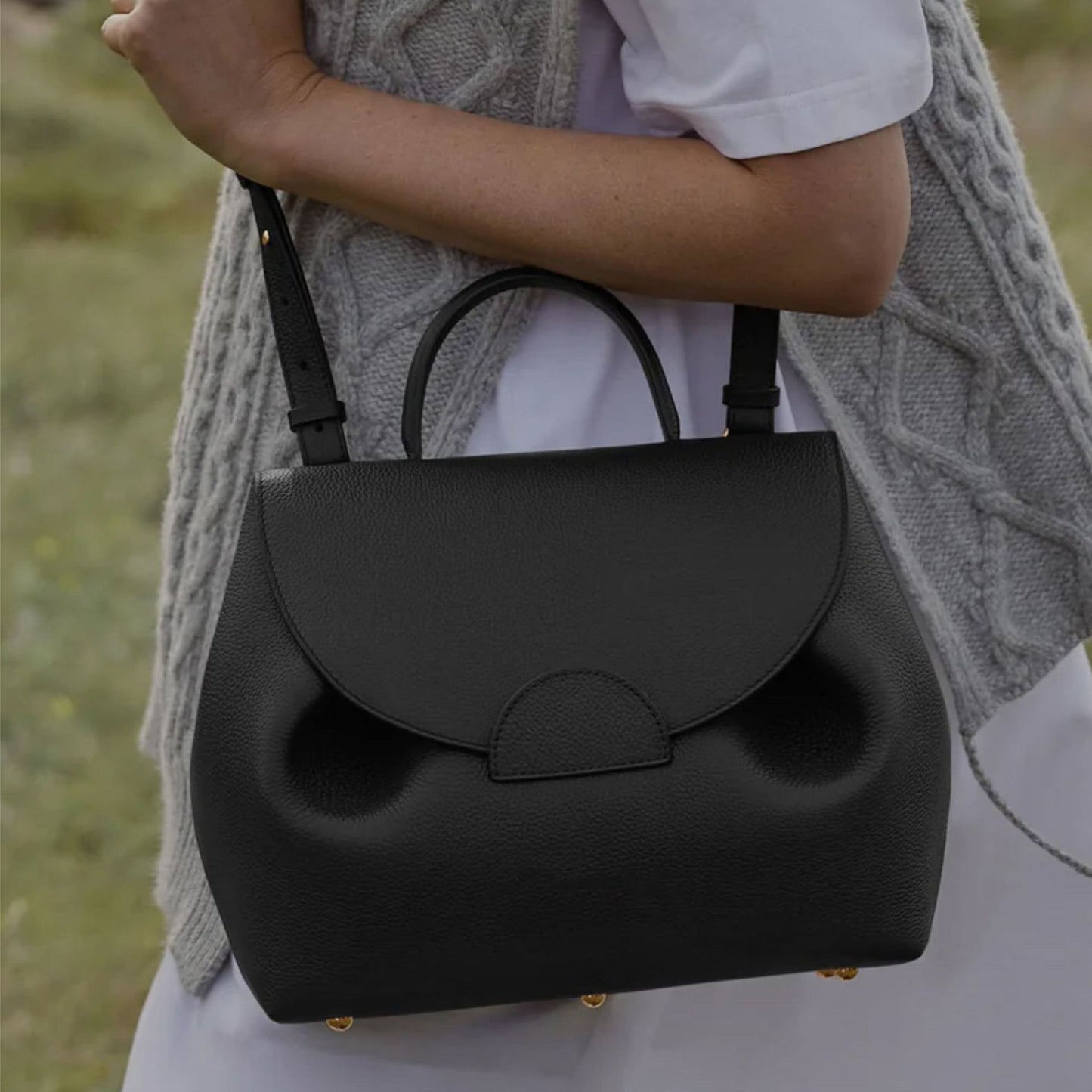 Smiling Face Genuine Leather Boling Commuter Crossbody Bags