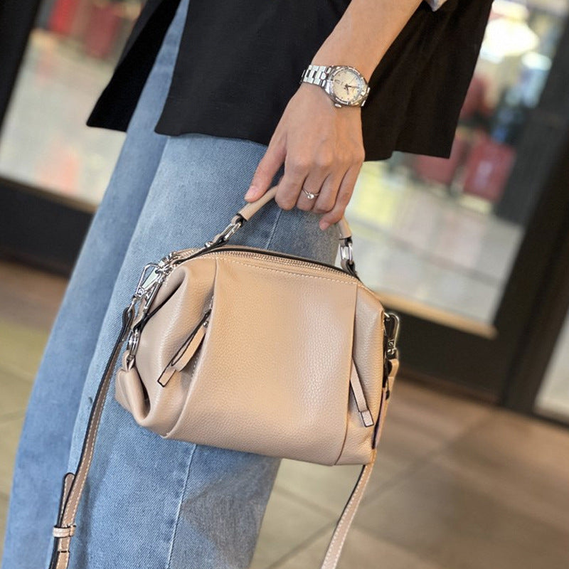 Women's Genuine Leather Large Capacity Boston Soft Crossbody Bags