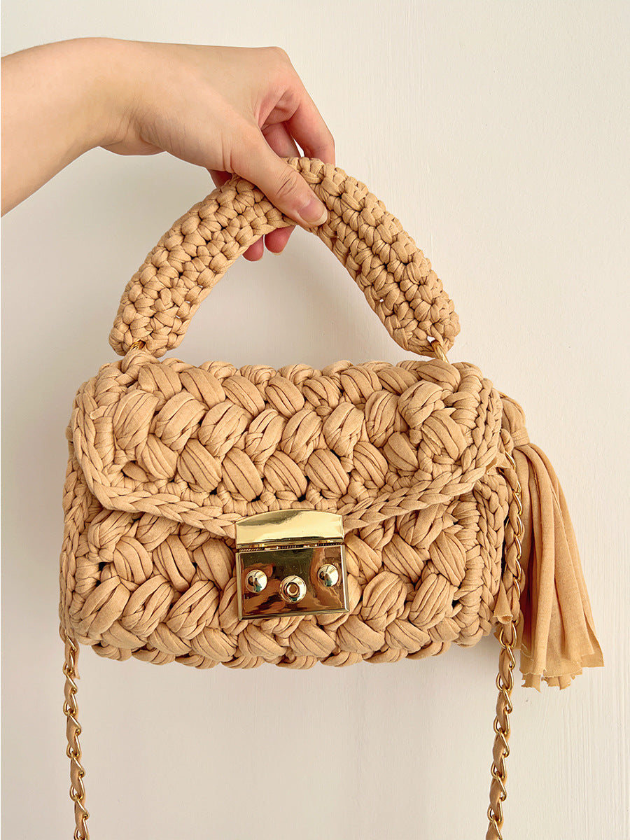 Women's Creative Hand-woven Hook Knitted Tassel Crossbody Bags