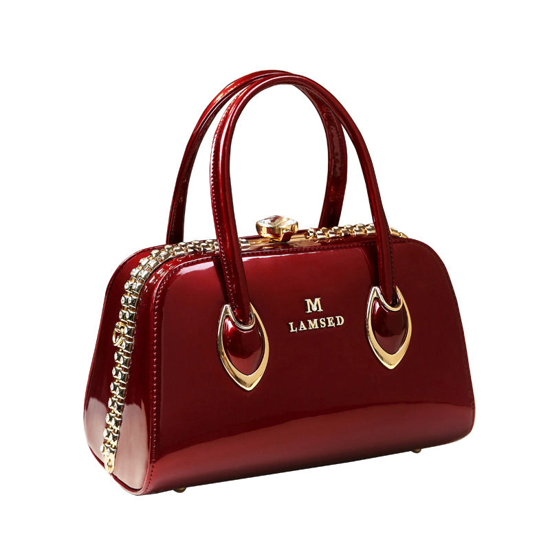 Women's Patent Leather Shiny Fashion Mom Personality Shoulder Bags