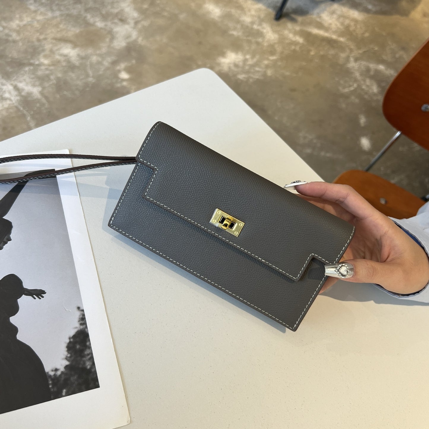 Women's Kelly Palm Print Cowhide Clutch Long Crossbody Bags