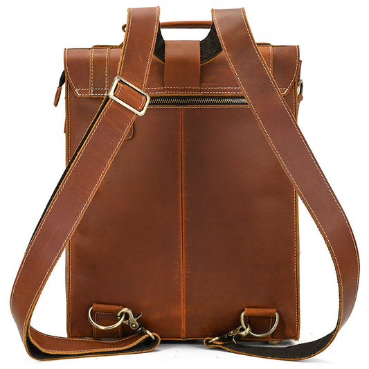Men's Leather Vintage Clamshell Crazy Horse Backpacks