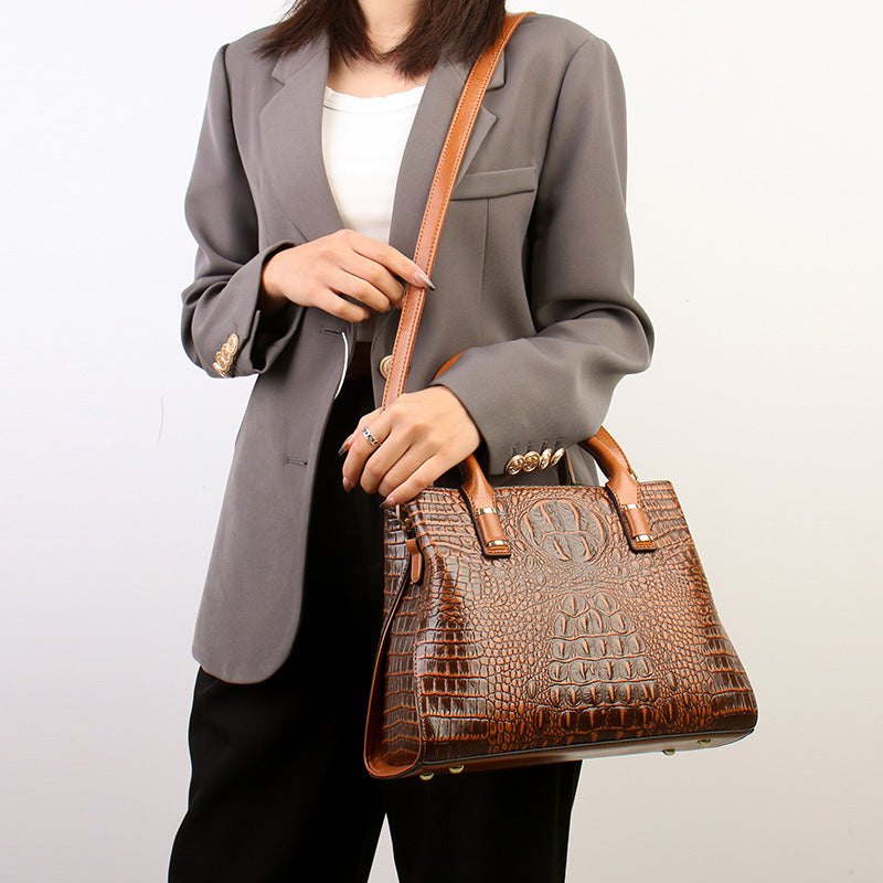 Women's Light Luxury Crocodile Pattern Soft Leather Handbags