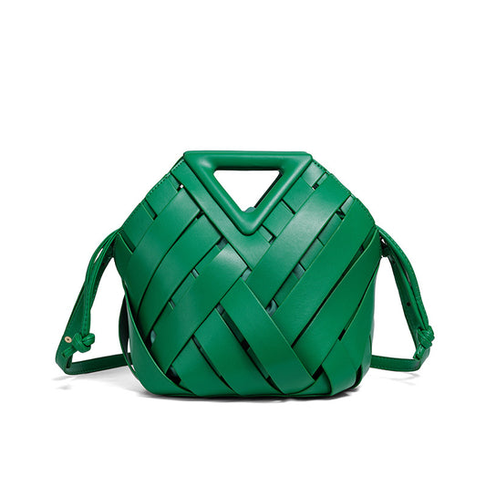 Charming Triangle Hand-held Clip Diamond Woven Handbags