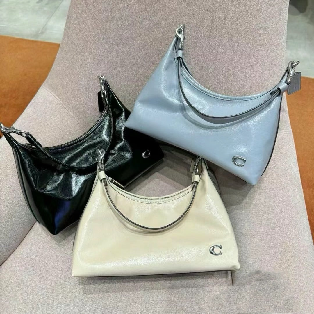 Women's Underarm Oil Wax Leather Fashion Shoulder Bags