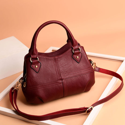 Women's Fashion Simple Texture Soft Leather Handbags