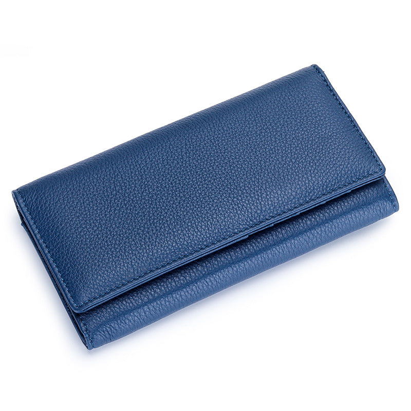 Women's Natural Fall Long Simple Genuine Leather Large Ladies Wallets