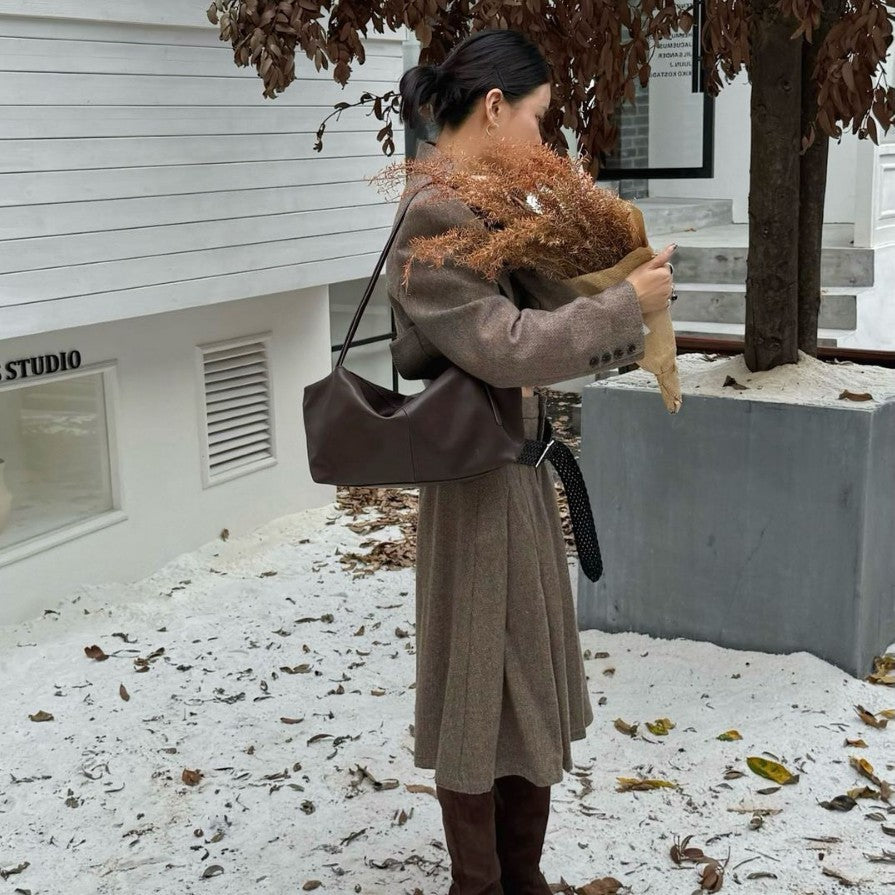 Cowhide Retro Lazy Style Soft Large Shoulder Bags