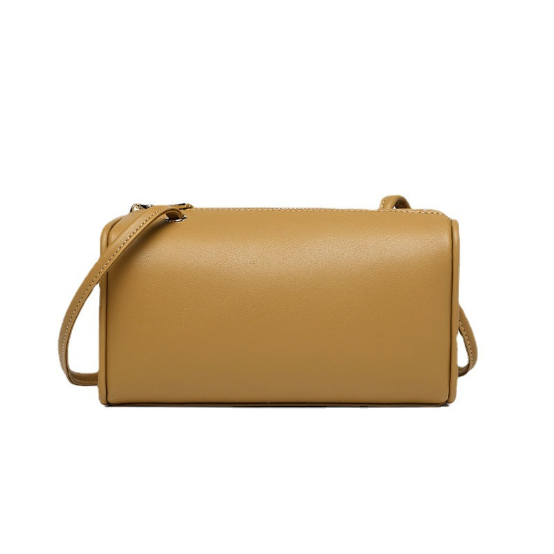 Women's Genuine Leather Simple Round Versatile Boston Shoulder Bags