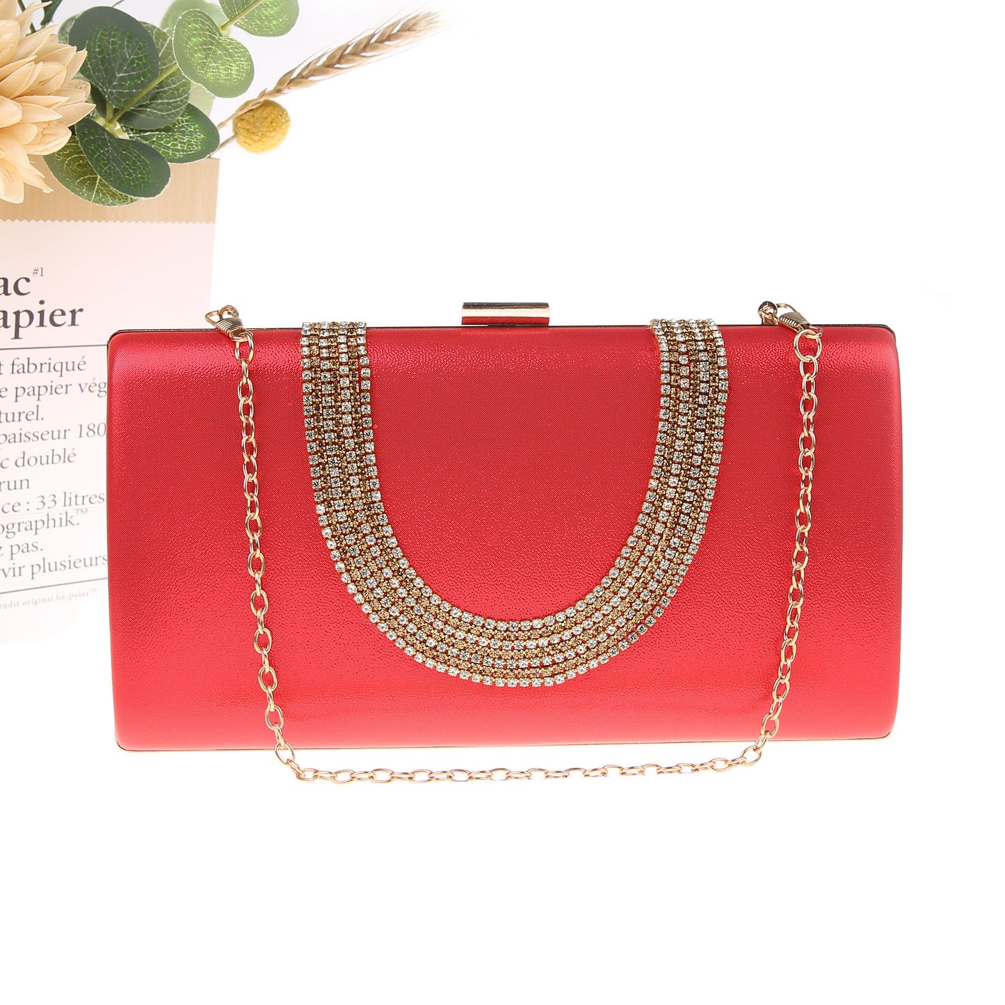 Elegant Long U-shaped Rhinestone Simple Banquet Handbags