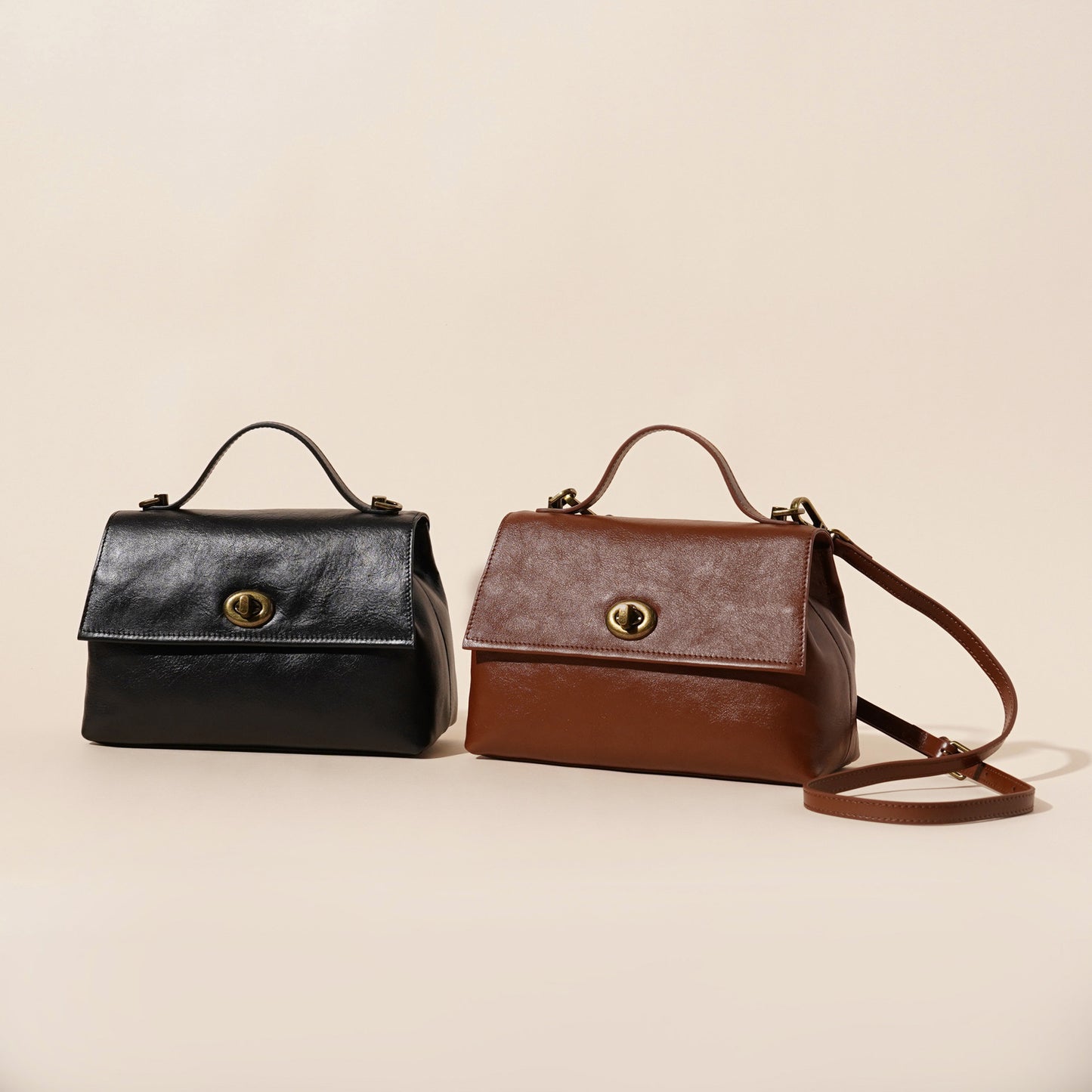 Women's Retro First Layer Leather Flip Genuine Crossbody Bags
