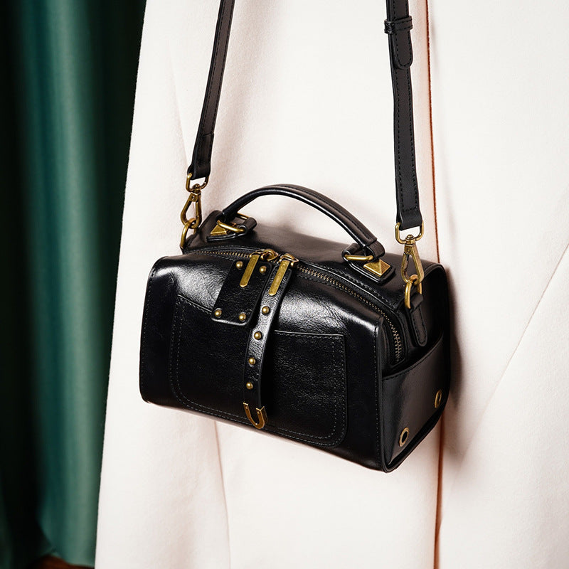 Women's Style Retro Boston Fashionable Leather Hand Shoulder Bags