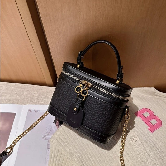 Women's Popular Genuine Leather Portable Box Korean Shoulder Bags
