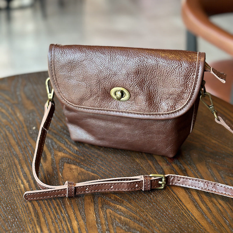 Women's Layer Cowhide Vintage Genuine Leather Commuter Crossbody Bags