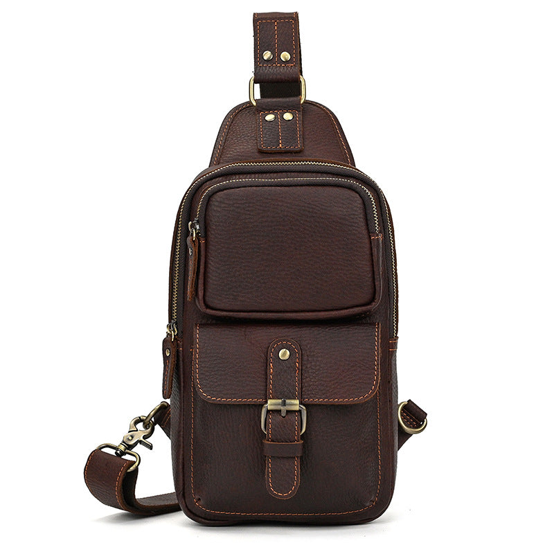 Men's Genuine Leather Retro Crazy Horse Cowhide Men's Chest Bags
