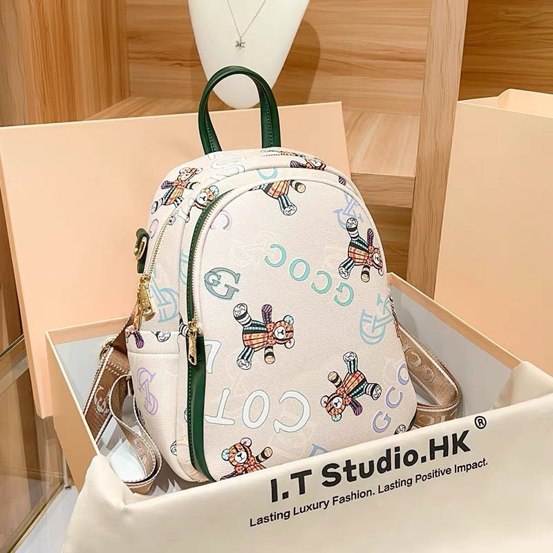Attractive Printed Bear Light Luxury Fashion Backpacks