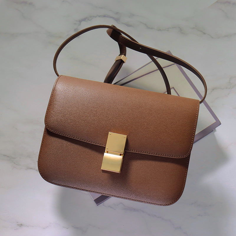 Women's Rub Grain Cowhide Leather Retro Toothpick Crossbody Bags