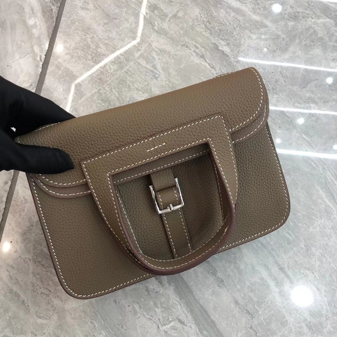 Women's Portable Lychee Pattern First Layer Cowhide Shoulder Bags