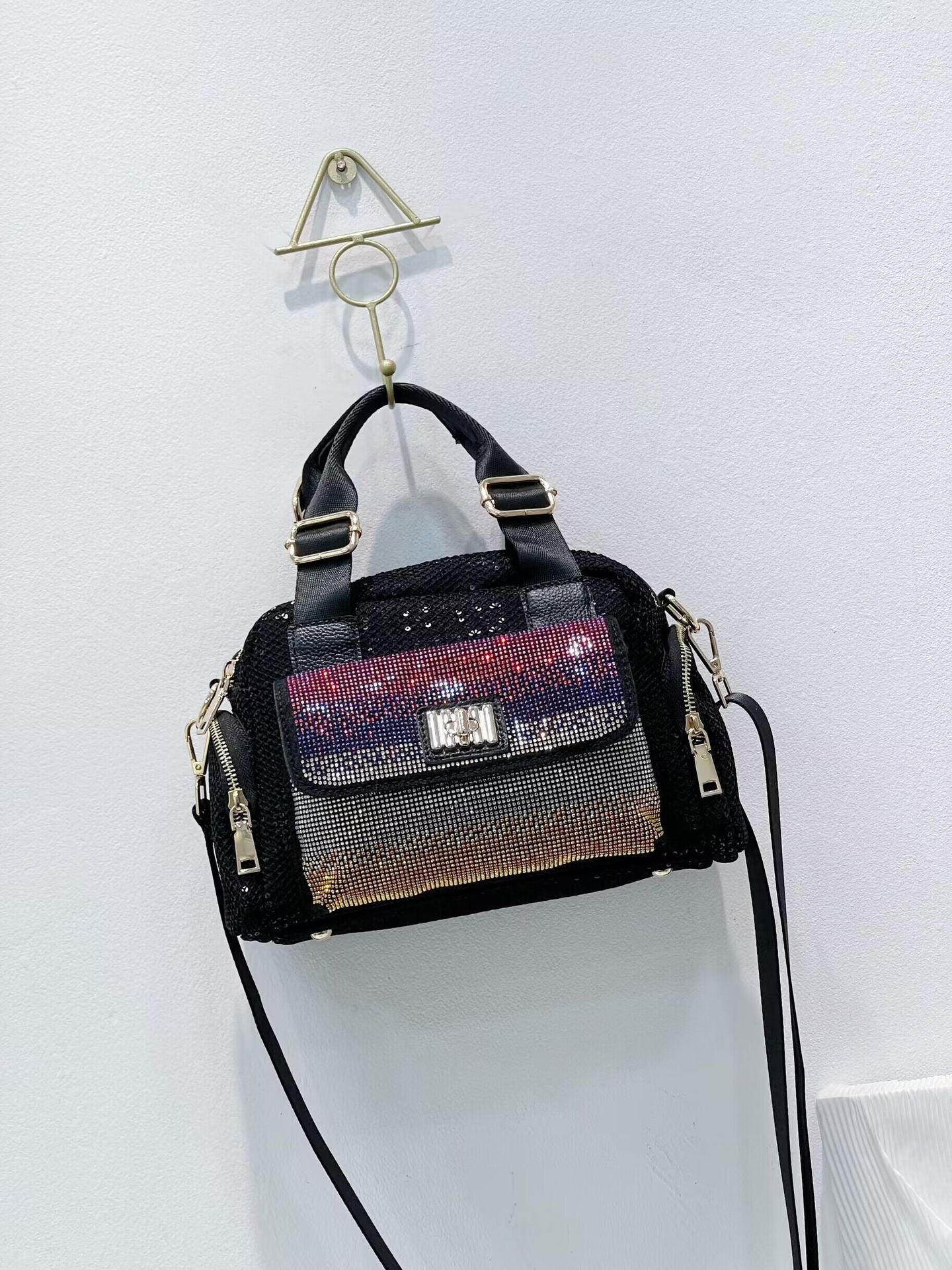 Women's Sequins With Cow Leather Multifunctional Versatile Handbags