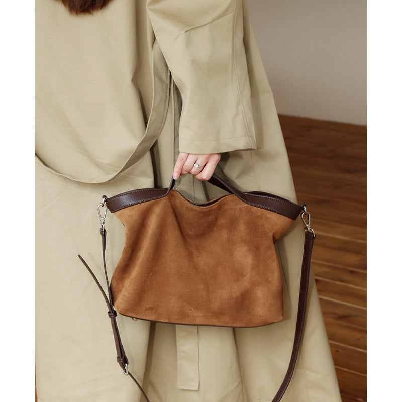 Cowhide Portable Retro Style Leisure Commute Handbags